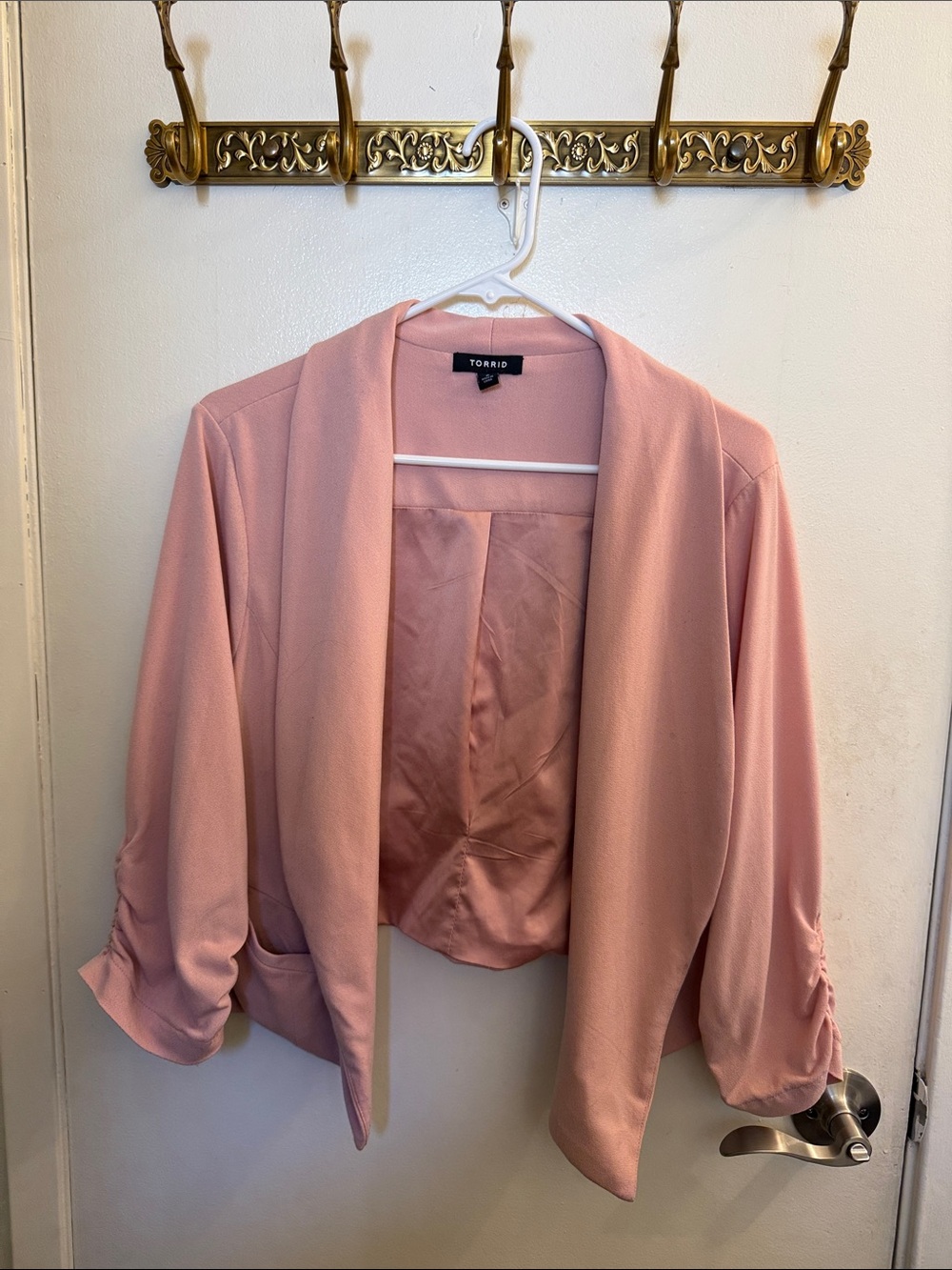 torrid Blush Pink Cropped Open-Front Blazer